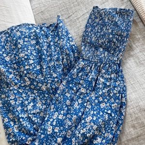 Blue strapless dress